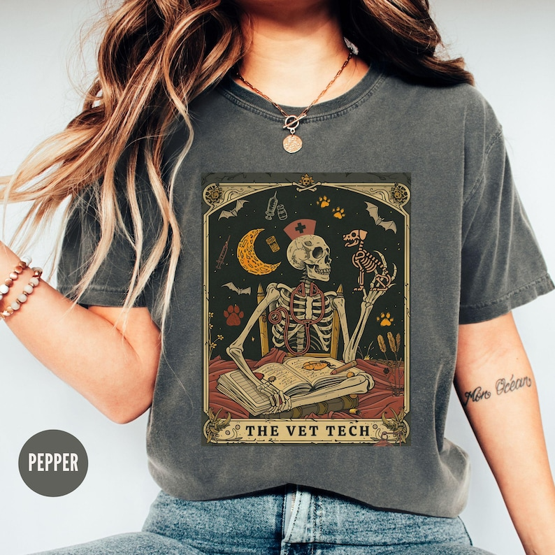 Veterinary Medicine Shirt, Skeleton Tarot Vet Tshirt Comfort Colors® Vet Staff Gift