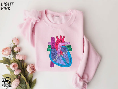 Heart Anatomy Sweatshirt, Cardiac Nursing Gift, Nursing School Shirt