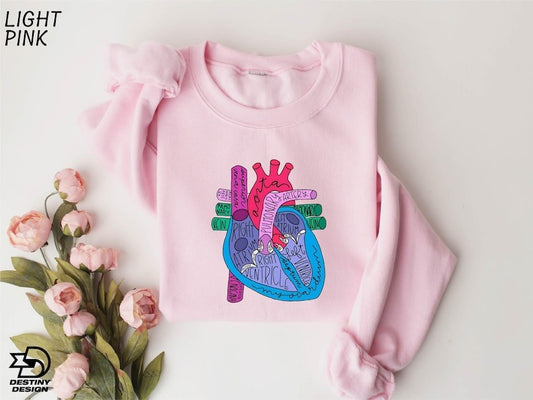 Heart Anatomy Sweatshirt, Cardiac Nursing Gift, Nursing School Shirt