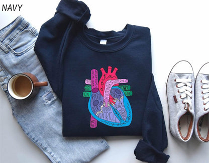 Heart Anatomy Sweatshirt, Cardiac Nursing Gift, Nursing School Shirt