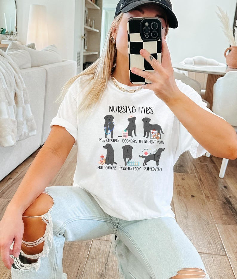 Nurse Funny Dog Shirt, Black Lab Dogs Nursing Pups Funny Dog Puns,Funny Nurse Gift