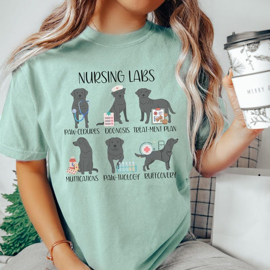 Nurse Funny Dog Shirt, Black Lab Dogs Nursing Pups Funny Dog Puns,Funny Nurse Gift