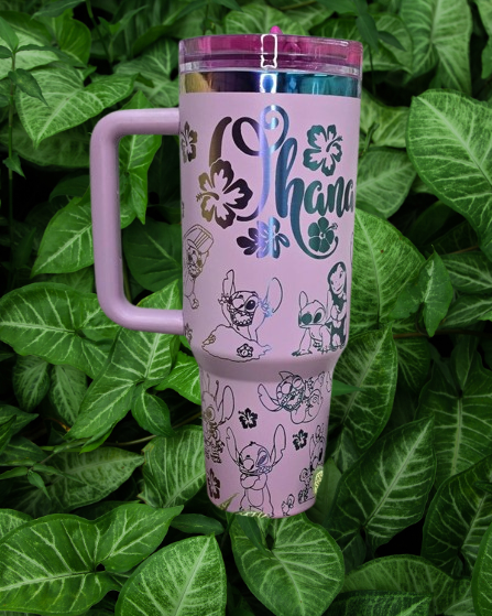 Custom DN Stitch And Lilo Engraved 40 Oz Tumbler