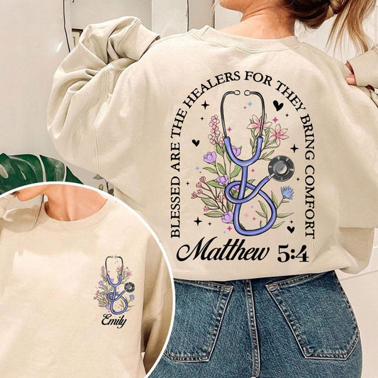 Personalized Christian Nurse Shirt, Matthew 5:4,Bible Verse Shirt