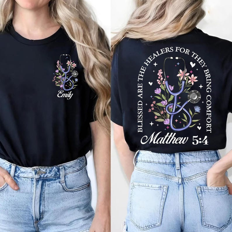 Personalized Christian Nurse Shirt, Matthew 5:4,Bible Verse Shirt