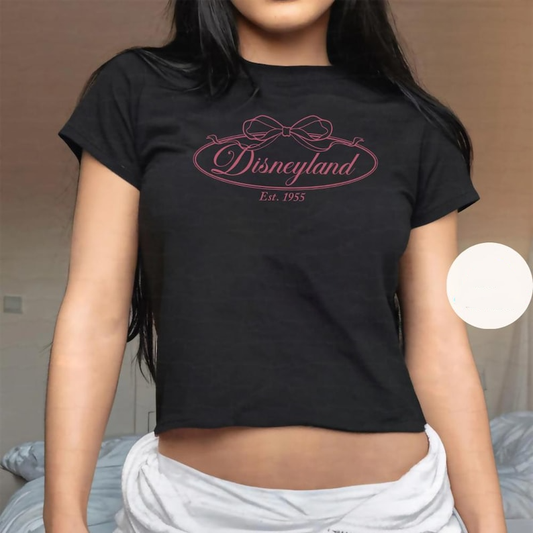 Coquette bow Disneyland Baby tee, Girly Disney Girl Trip Shirt womens T-shirt