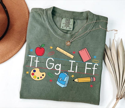 Comfort Colors® TGIF Teacher Shirt, Alphabet Teacher Shirt, Kindergarten Teacher Shirt