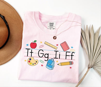 Comfort Colors® TGIF Teacher Shirt, Alphabet Teacher Shirt, Kindergarten Teacher Shirt