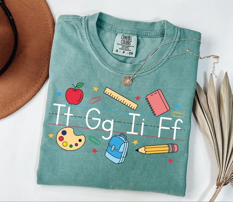 Comfort Colors® TGIF Teacher Shirt, Alphabet Teacher Shirt, Kindergarten Teacher Shirt
