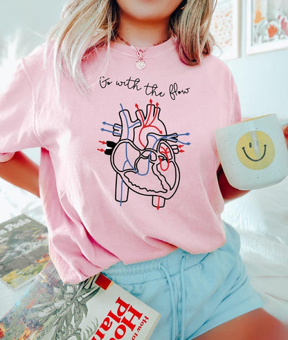 Go With The Flow T Shirt, Nurse Shirt, CVICU Nurse Gift For Women