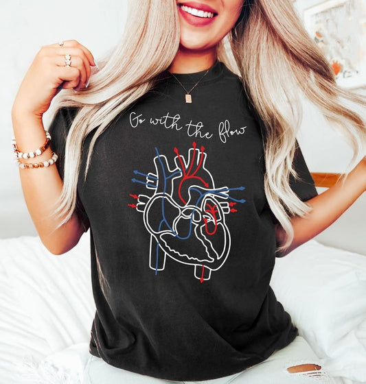 Go With The Flow T Shirt, Nurse Shirt, CVICU Nurse Gift For Women