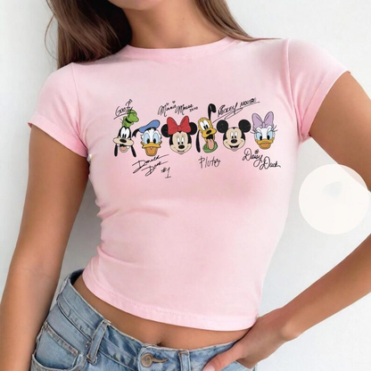 Disney Baby Tee Mickey Crop Top, Disney Trip Shirt, Disneyland Shirt, Disneyworld Shirt