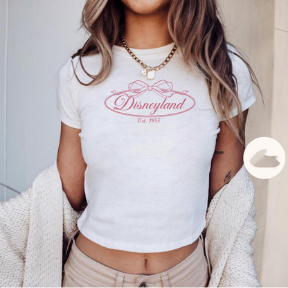 Coquette bow Disneyland Baby tee, Girly Disney Girl Trip Shirt womens T-shirt