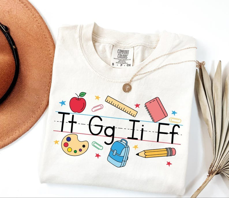 Comfort Colors® TGIF Teacher Shirt, Alphabet Teacher Shirt, Kindergarten Teacher Shirt