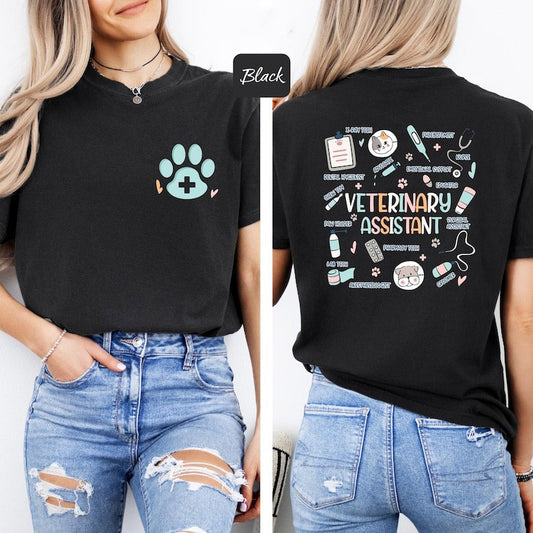 Vet Assistant Tee, Custom Name Pocket Print Tees
