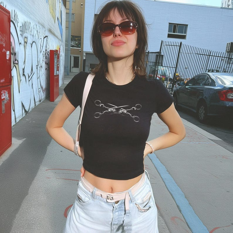 Scissors Baby Tee, Y2K Lesbian Pride Baby Tee, 90s Subtle Lesbian Pride Shirt