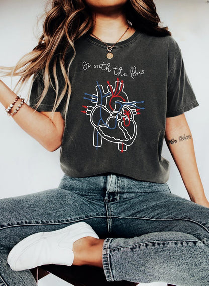 Go With The Flow T Shirt, Nurse Shirt, CVICU Nurse Gift For Women