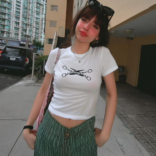 Scissors Baby Tee, Y2K Lesbian Pride Baby Tee, 90s Subtle Lesbian Pride Shirt