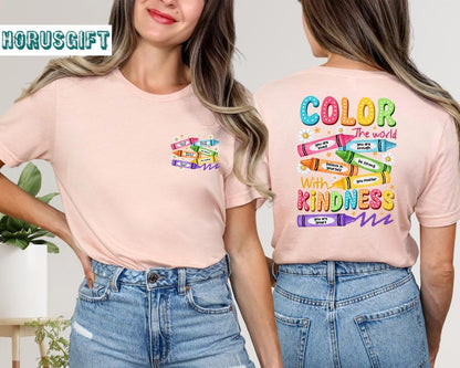 Color the World with Kindness Crayons Shirt, Colorful Teacher Shirt