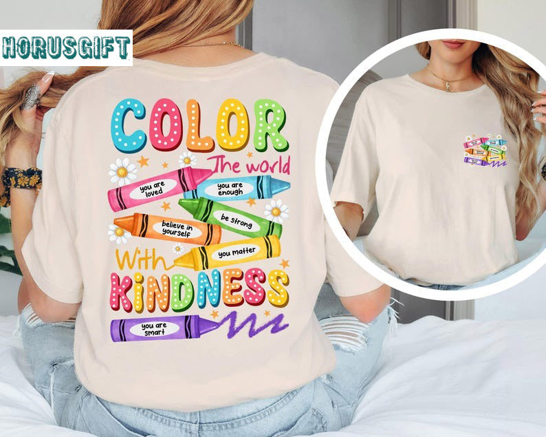 Color the World with Kindness Crayons Shirt, Colorful Teacher Shirt