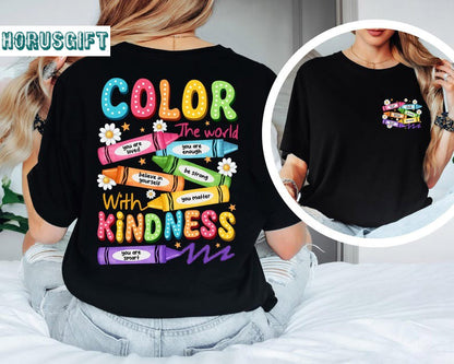 Color the World with Kindness Crayons Shirt, Colorful Teacher Shirt