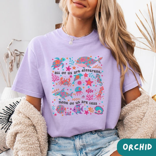 Autism Inclusion Comfort Colors T-Shirt, All of Us Are Different Neurodivergent Shirt