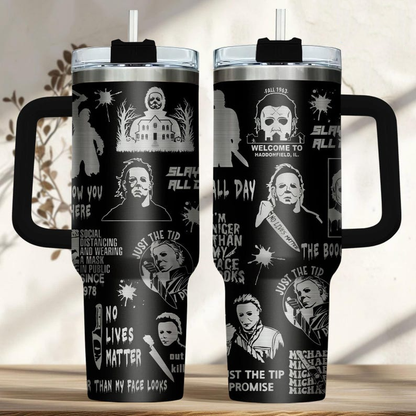 Michael Myers Engraved Tumbler 40oz, Horror Movie Tumbler, Horror Gift for Myers Fan
