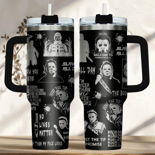 Michael Myers Engraved Tumbler 40oz, Horror Movie Tumbler, Horror Gift for Myers Fan
