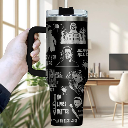 Michael Myers Engraved Tumbler 40oz, Horror Movie Tumbler, Horror Gift for Myers Fan
