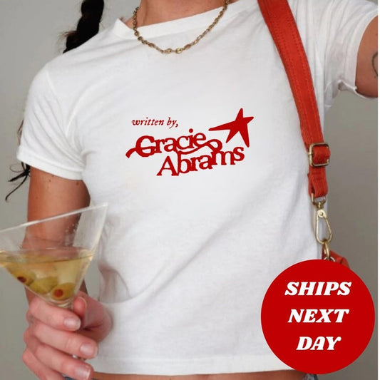 Written by Gracie Abrams Adult Baby Tee, Pop Singer Baby Tee