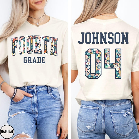 CUSTOM Fourth Grade Team Shirt, Floral 4th Grade Teacher Shirt