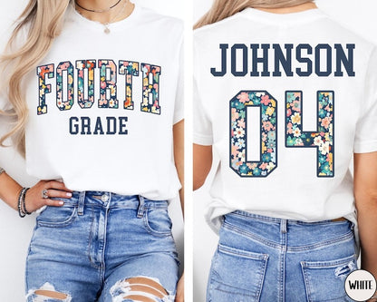 CUSTOM Fourth Grade Team Shirt, Floral 4th Grade Teacher Shirt