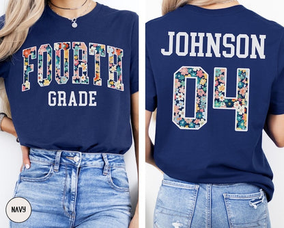 CUSTOM Fourth Grade Team Shirt, Floral 4th Grade Teacher Shirt
