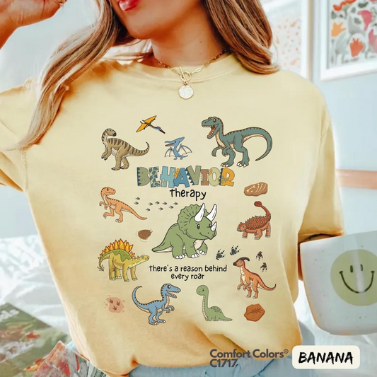 Behavior Therapy Cute Retro Dinosaur Comfort Colors T-Shirt for Behavior Analys