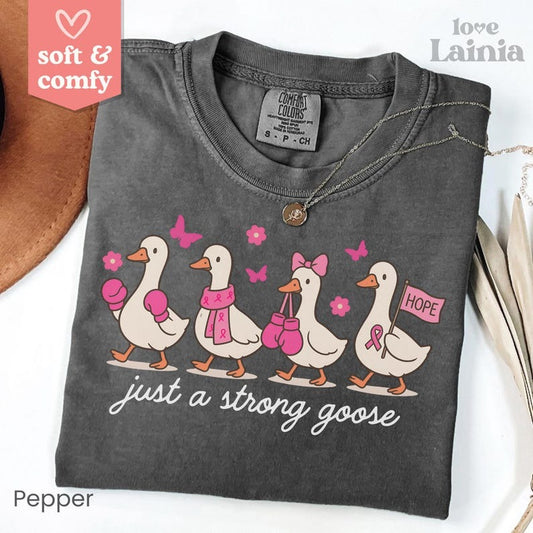 Comfort Colors® Breast Cancer Awareness Shirt, Strong Goose Pink Ribbon TShirt