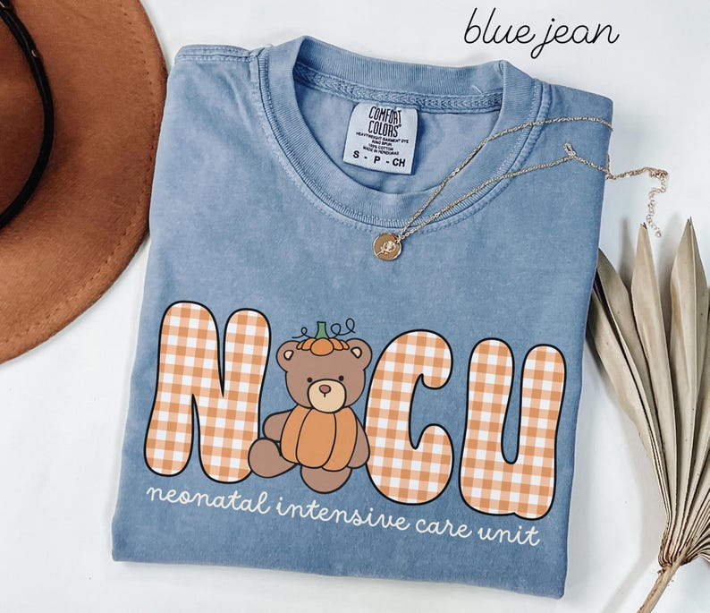 NICU Comfort Colors Fall Bear Shirt • Neonatal Intensive Care Unit Halloween Thanksgiving Work