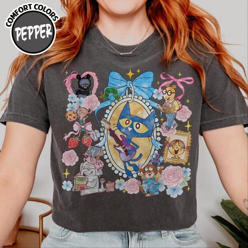 Children's Books Characters Back To School Shirt, Preppy Teacher Library Book Club Shirt