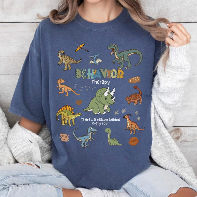 Behavior Therapy Cute Retro Dinosaur T-Shirt for Behavior Analyst