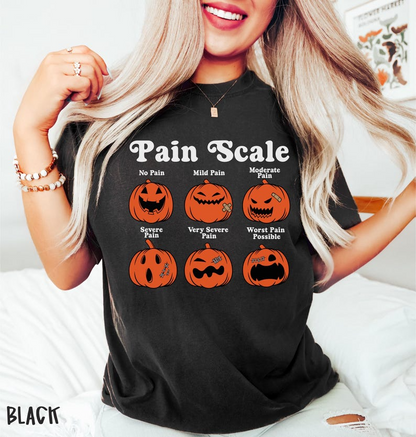 Comfort Colors Halloween Nurse Shirt, Pain Scale Fall Pumpkin Nurse T-Shirt