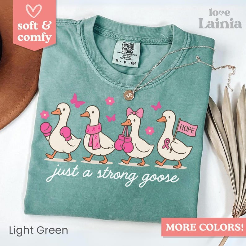 Comfort Colors® Breast Cancer Awareness Shirt, Strong Goose Pink Ribbon TShirt