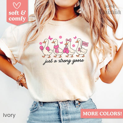 Comfort Colors® Breast Cancer Awareness Shirt, Strong Goose Pink Ribbon TShirt