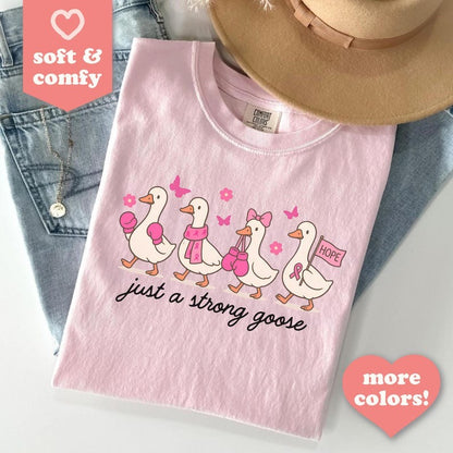 Comfort Colors® Breast Cancer Awareness Shirt, Strong Goose Pink Ribbon TShirt