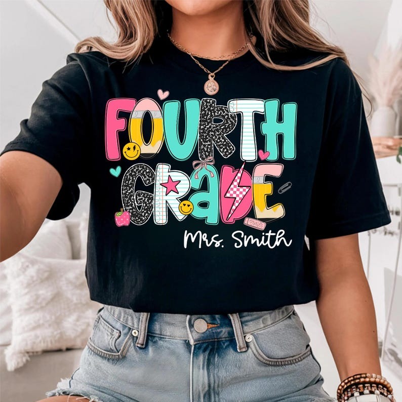 Comfort Colors Fourth Grade Shirt, Back To School Shirt for Fourth Grade Teacher