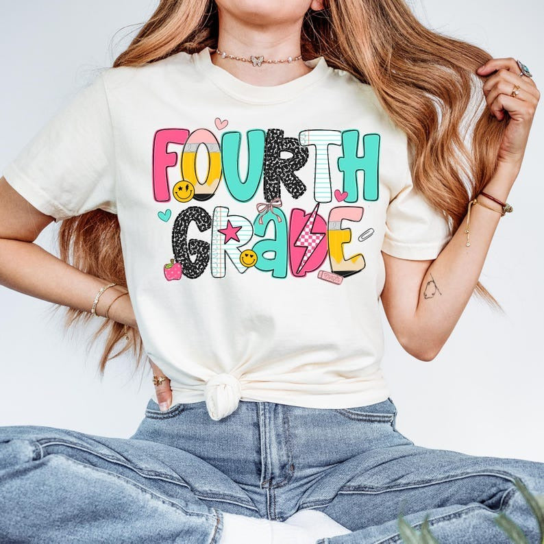 Comfort Colors Fourth Grade Shirt, Back To School Shirt for Fourth Grade Teacher