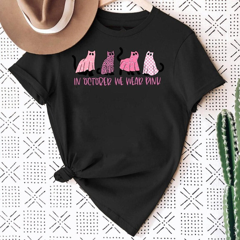 In October We Wear Pink Shirt, Breast Cancer Awareness Shirt, Breast Cancer Shirt, Pink Ribbon Shirt