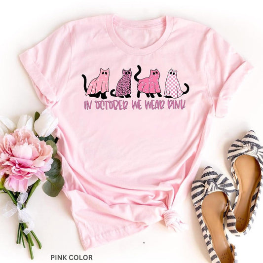 In October We Wear Pink Shirt, Breast Cancer Awareness Shirt, Breast Cancer Shirt, Pink Ribbon Shirt