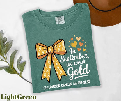 Comfort Colors® In September We Wear Gold Shirt, Childhood Cancer Awareness Shirt