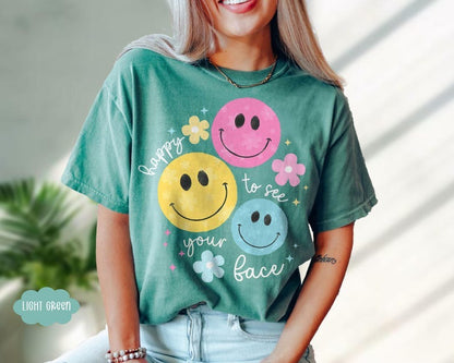 Comfort Colors Teacher Shirts, Back to School Shirt For Teacher, Cute Teacher Gifts, Happy To See Your Face