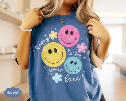Comfort Colors Teacher Shirts, Back to School Shirt For Teacher, Cute Teacher Gifts, Happy To See Your Face