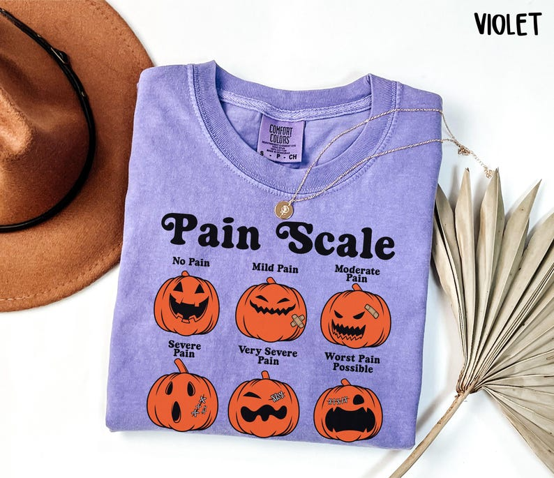 Comfort Colors Halloween Nurse Shirt, Pain Scale Fall Pumpkin Nurse T-Shirt